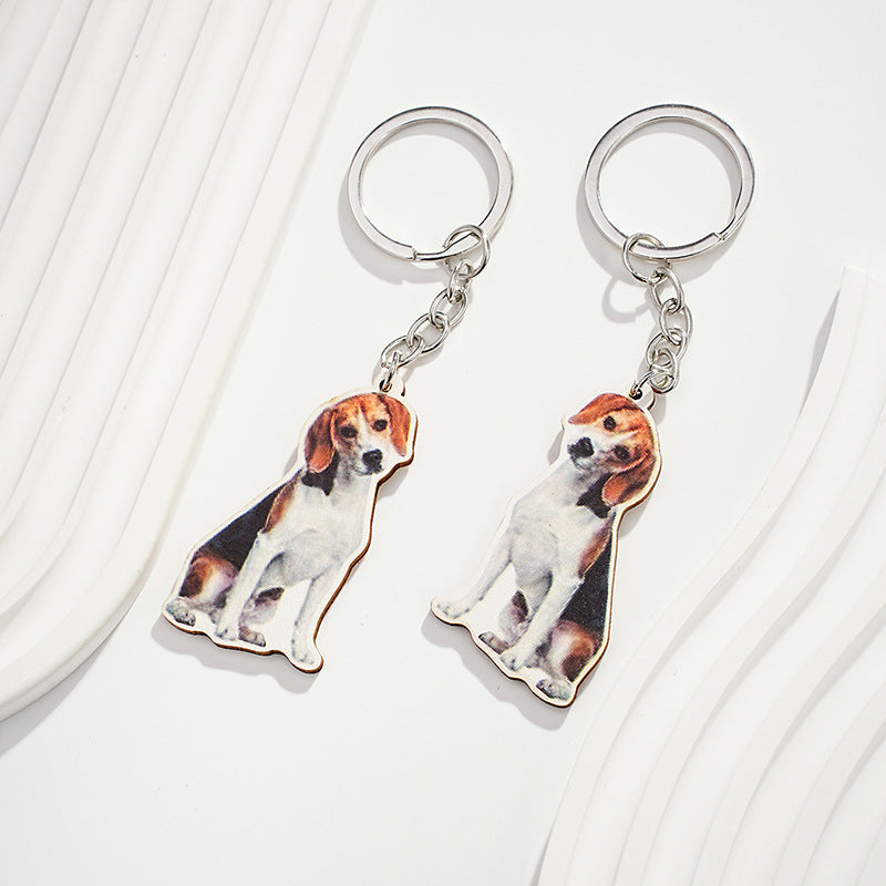 Wholesale of Wooden Cute Puppy Keychains